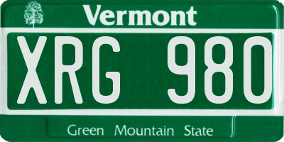 VT license plate XRG980