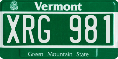 VT license plate XRG981