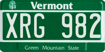 VT license plate XRG982