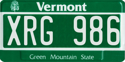 VT license plate XRG986