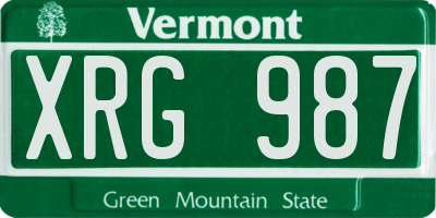 VT license plate XRG987