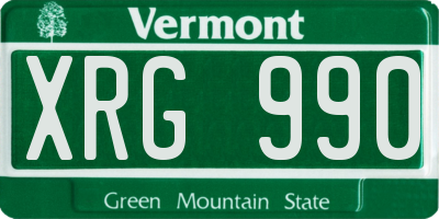 VT license plate XRG990