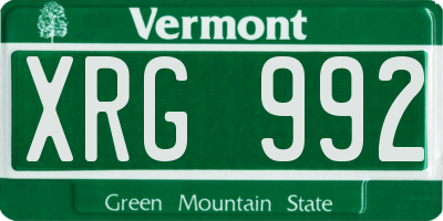 VT license plate XRG992