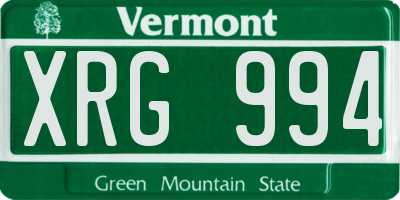 VT license plate XRG994