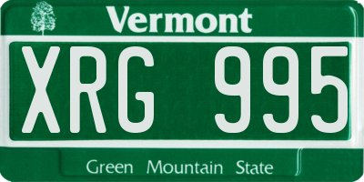 VT license plate XRG995