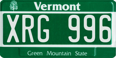 VT license plate XRG996