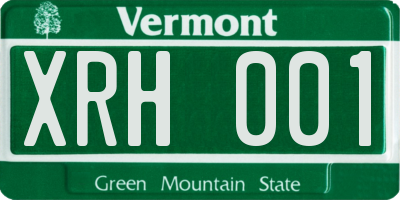 VT license plate XRH001