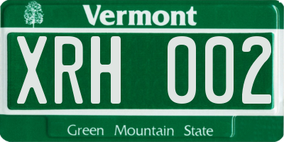 VT license plate XRH002