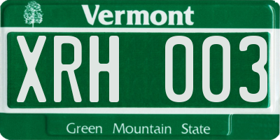 VT license plate XRH003