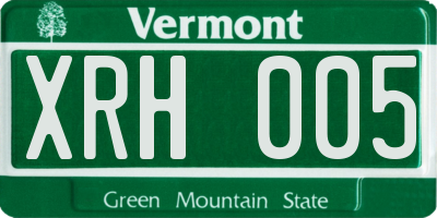VT license plate XRH005