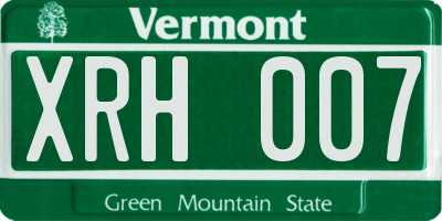 VT license plate XRH007