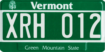 VT license plate XRH012