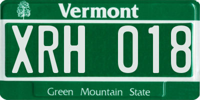 VT license plate XRH018