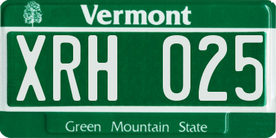 VT license plate XRH025