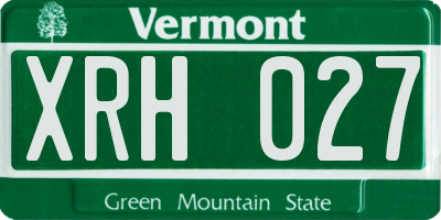 VT license plate XRH027