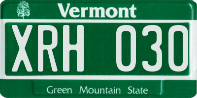 VT license plate XRH030