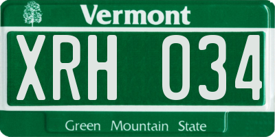 VT license plate XRH034