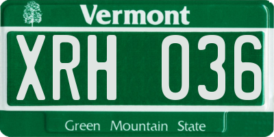 VT license plate XRH036