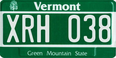 VT license plate XRH038