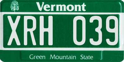 VT license plate XRH039