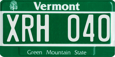 VT license plate XRH040