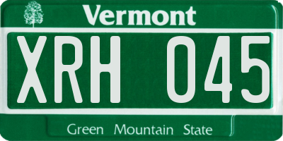VT license plate XRH045