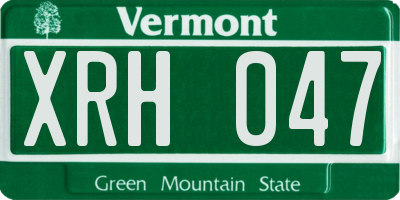 VT license plate XRH047