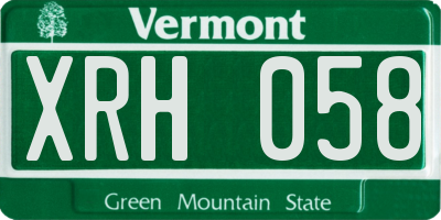 VT license plate XRH058