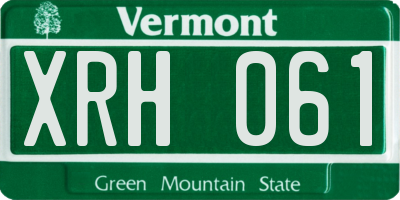 VT license plate XRH061