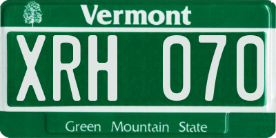 VT license plate XRH070