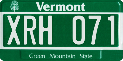VT license plate XRH071