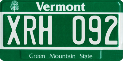 VT license plate XRH092