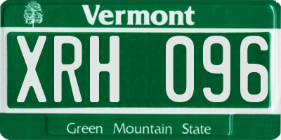 VT license plate XRH096