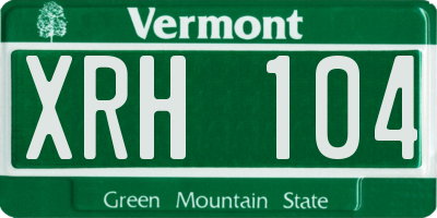 VT license plate XRH104