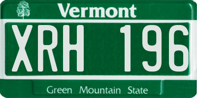 VT license plate XRH196
