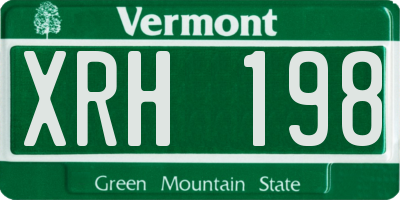 VT license plate XRH198