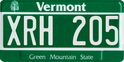 VT license plate XRH205
