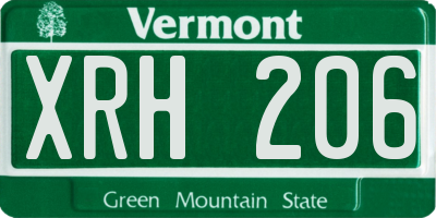 VT license plate XRH206