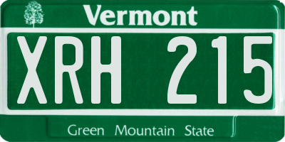 VT license plate XRH215
