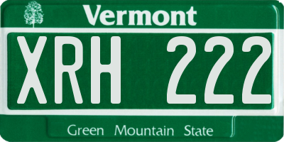 VT license plate XRH222