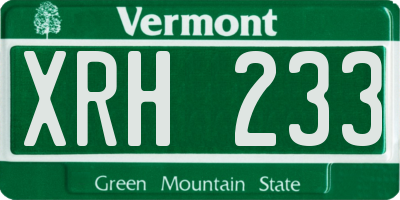 VT license plate XRH233