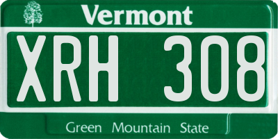 VT license plate XRH308