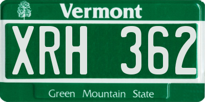 VT license plate XRH362