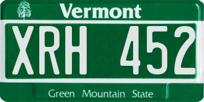 VT license plate XRH452