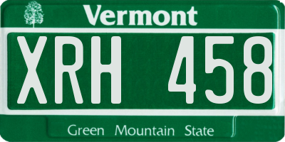 VT license plate XRH458