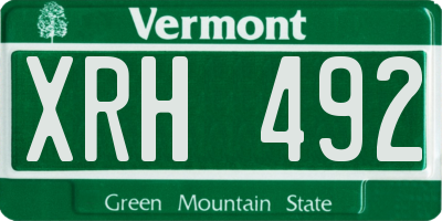 VT license plate XRH492
