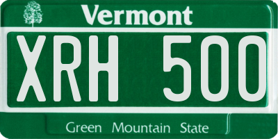 VT license plate XRH500