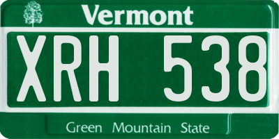 VT license plate XRH538