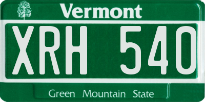 VT license plate XRH540