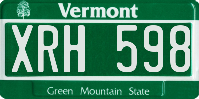 VT license plate XRH598